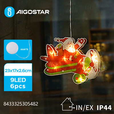 Adorno Navidad Figura Luz Papa Noel a Pilas con Ventosa